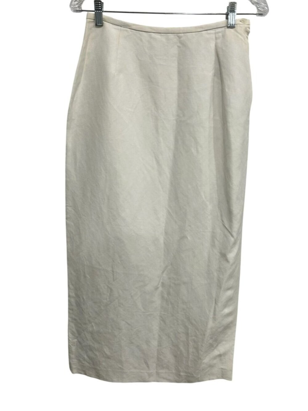 Emma James White Midi Straight Long Skirt Size 8 Linen Blend